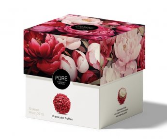 Piena šokolādes trifeles ar siera kūkas krēma pildījumu un dekoru 12 PAVASARIS 96g, PURE CHOCOLATE
