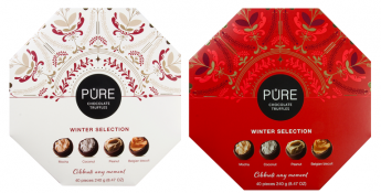 Piena šokolādes un šokolādes trifeļu izlase "Ziemas astoņstūris" 240g PURE