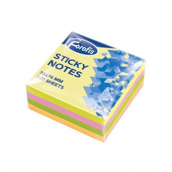 Piezīmju līmlapiņas FOROFIS 76x76mm 320lp. (4 neona krāsas)