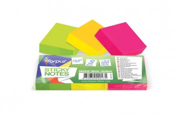 Piezīmju līmlapiņas Forpus ar izmēru 50x 40mm, ,3 gab/iepak., asorti neona krāsas