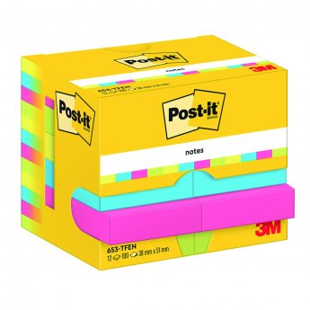 Piezīmju līmlapiņas Post-it Energetic, 38x51 mm, 12 gab./iepak.