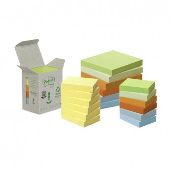 Piezīmju līmlapiņas Post-it Recycled, dzeltenas, ar izmēru 38x51mm, 6 gab./iepak.
