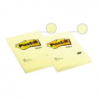 Piezīmju līmlapiņas Post-it rūtiņu, 102x152mm, dzeltenas (pieejamas dažādas krāsas)