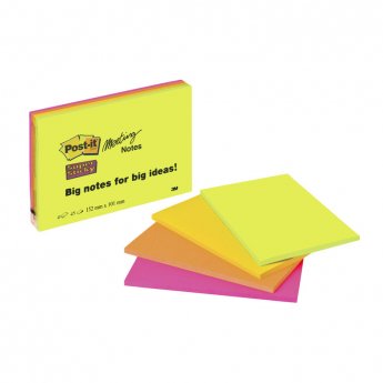 Piezīmju līmlapiņas POST-IT SUPER STICKY 200x149mm, asorti krāsās, 4 gab./iepak.