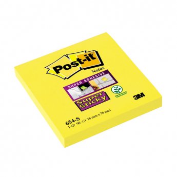 Piezīmju līmlapiņas POST-IT SUPER STICKY 76x76mm, dzeltenas