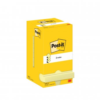 Piezīmju līmlapiņas Post-it Z-Notes, 76 x 76 mm, 12 gab./iepak., kanāriju dzeltens