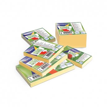 Piezīmju līmlapiņu kubs FORPUS ar izmēru 75x75mm, dzeltenā krāsā, 400 lapiņas