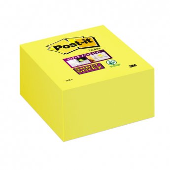 Piezīmju līmlapiņu kubs Post-it Super Sticky,350lpp, 76x76mm, dzeltens