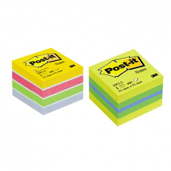 Piezīmju līmlapiņu kubs Post-it Ultra 51x51mm, spilgtas krāsas, 400 lapiņas