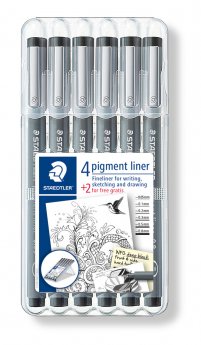 Pildspalva rasēšanai STAEDTLER PIGMENT LINER komplekts - 6 līniju platumi