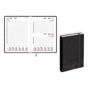 Plānotājs 2026.gadam EKO Manager Soft A5, diena, mākslīga āda, melna