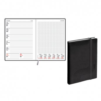 Plānotājs 2026.gadam EKO Quadro soft, A5, nedēļa, mākslīgā āda, melns