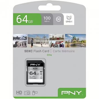 PNY Technologies Elite, microSDXC, 64GB, UHS-I, U1, V10 +Adapter