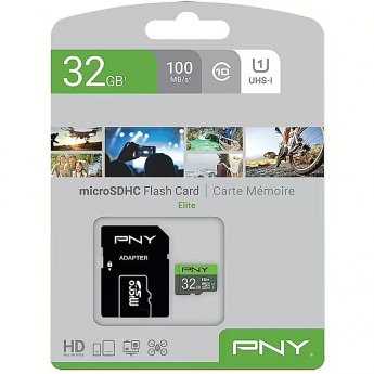 PNY Technologies Ėlite, microSDHC, 32GB, Class 10, UHS-I, U1