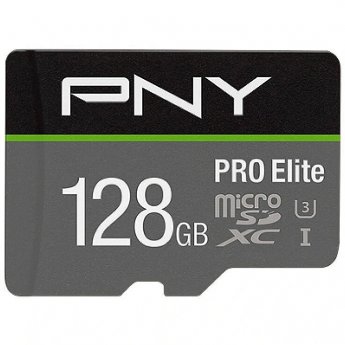 PNY Technologies Pro Elite, microSDXC, 128GB, UHS-I, U3, V30 +Adapter