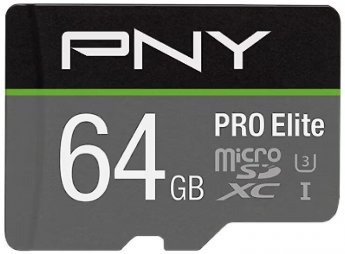 PNY Technologies Pro Elite, microSDXC, 64GB, UHS-I, U3, V30 +Adapter