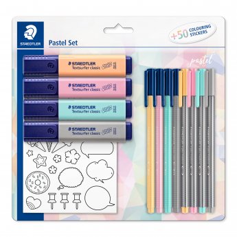 Rakstāmpiederumu komplekts STAEDTLER Pastel, ar 50 krāsojamām uzlīmēm