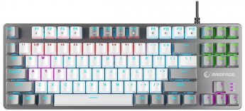 Rampage Klawiatura gamingowa Rampage Snug KRGD Red Switch przewodowa mechaniczna podświetlana biało-szara