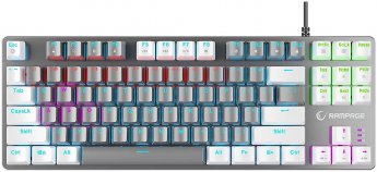 Rampage Klawiatura gamingowa Rampage Snug KRGD Red Switch przewodowa mechaniczna podświetlana szaro-biała
