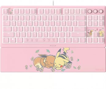 Razer Ornata V3 Tenkeyless | Gaming keyboard | Wired | US | Razer Mecha-Membrane Switches | Wrist Rest | Pikachu Eevee Edition