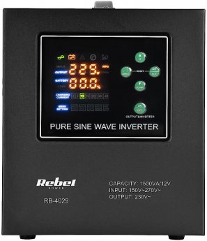Rebel POWER-1500-LFP4 emergency power supply – a pure sine wave inverter with a 12V charging function, 230V, 1500VA/1050W