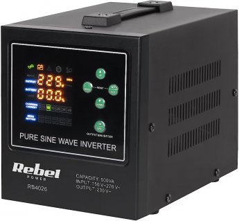 Rebel POWER-500-LFP4 emergency power supply – a pure sine wave inverter with a 12V charging function, 230V, 500VA/300W