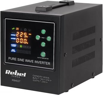 Rebel POWER-800-LFP4 emergency power supply – a pure sine wave inverter with a 12V charging function, 230V, 800VA/500W