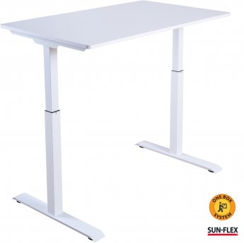 Regulējama augstuma galds SUN-FLEX®EASYDESK ELITE, elektrisks, viens motors, balts, galda virsma 120x60cm, balta