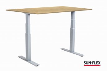 Regulējama augstuma rakstāmgalds SUN-FLEX®EASYDESK ADAPT, elektrisks, divi motori, balts rāmis, bērzs galda virsma 140x80cm