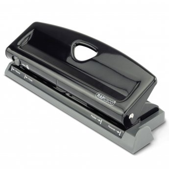 Regulējams caurumu perforators RAPESCO, 6 caurumi, 9 loksnes, melns