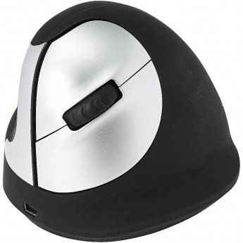 R-GO Tools HE Ergonomic mouse, Left Handed, Wireless, Black/Silver (M)