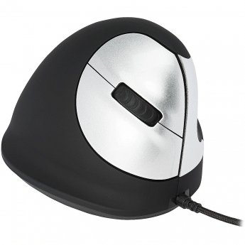 R-GO Tools HE Ergonomic mouse, Right Handed, Black/Silver (M)