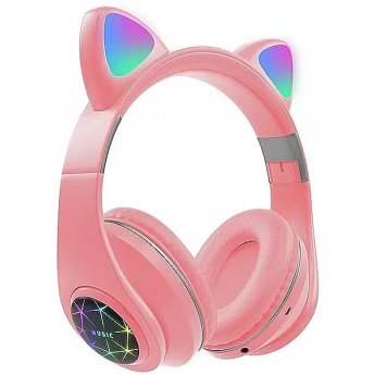 RoGer Cat M2 Bluetooth Headphones with Cat Ears LED / pink