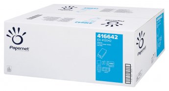 Roku dvieļi PAPERNET V-locījums, 2 slāņu, 266 loksnes, 23 x 24,5 cm, dabīgi balts (416642/ex412042)