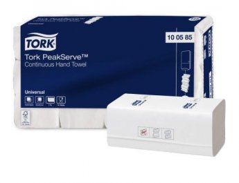 Roku dvieļi TORK PeakServe Continuous Universal H5, 1 sl., 410 salvetes, 22.5 x 20.1 cm, baltā krāsā