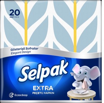 Salvetes SELPAK Deluxe, 30x30cm, 3 slāņi, 4 dizaini, 20gab
