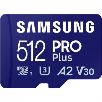 Samsung PRO Plus, microSDXC, 512GB, UHS-I, U3, V30 +Adapter