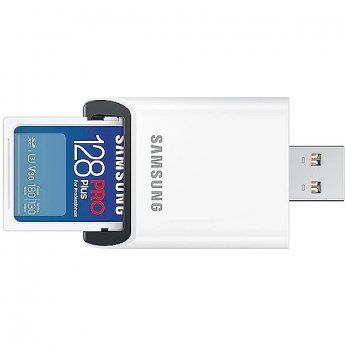 Samsung PRO Plus, SDXC, 128GB, UHS-I, U3, V30 +Reader