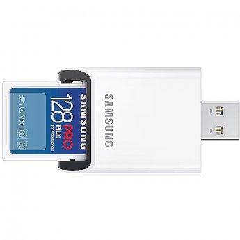 Samsung PRO Plus, SDXC, 128GB, UHS-I, U3, V30 +Reader