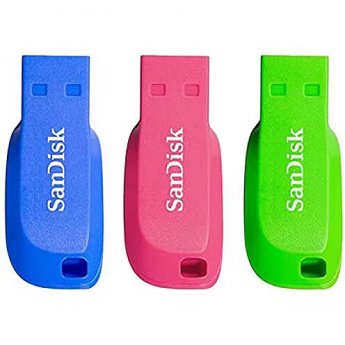 Sandisk Cruzer Blade 3Pack, 16GB, Blue, Green, Pink