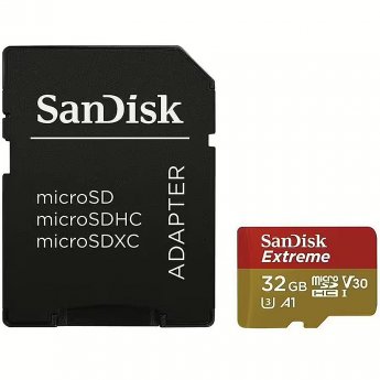 Sandisk Extreme, microSDHC, 32GB, UHS-I, U3, V30 +Adapter