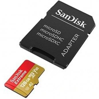 Sandisk Extreme, microSDXC, 128GB, UHS-I, U3, V30 +Adapter