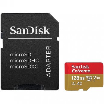 Sandisk Extreme, microSDXC, 128GB, UHS-I, U3, V30 +Adapter