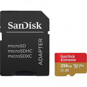 Sandisk Extreme, microSDXC, 256GB, UHS-I, U3, V30 +Adapter