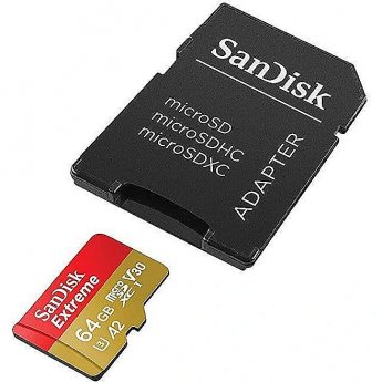 Sandisk Extreme, microSDXC, 64GB, UHS-I, U3, V30 +Adapter