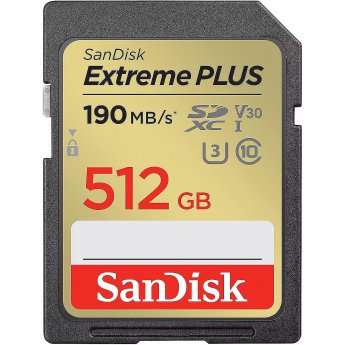 Sandisk Extreme PLUS, SDXC, 512GB UHS-I, U3, V30