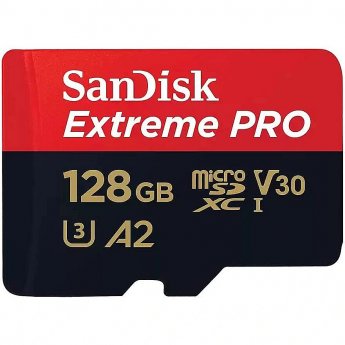 Sandisk Extreme Pro, microSDXC, 128GB, UHS-I, U3, V30 +Adapter