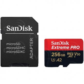 Sandisk Extreme Pro, microSDXC, 256GB, UHS-I, U3, V30 +Adapter