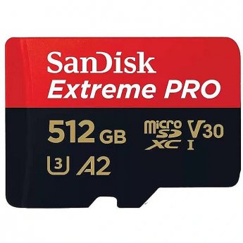 Sandisk Extreme Pro, microSDXC, 512GB, UHS-I, U3, V30 +Adapter