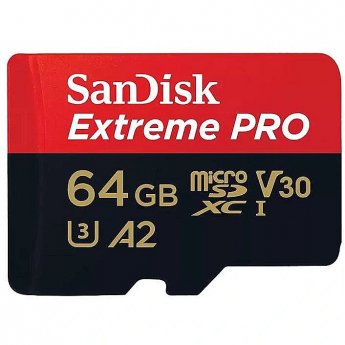 Sandisk Extreme Pro, microSDXC, 64GB, UHS-I, U3, V30 +Adapter